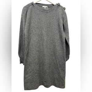 MADEWELL Sweater Dress Women Small Charcoal Gray 100% Merino Wool Ballon Sleeves